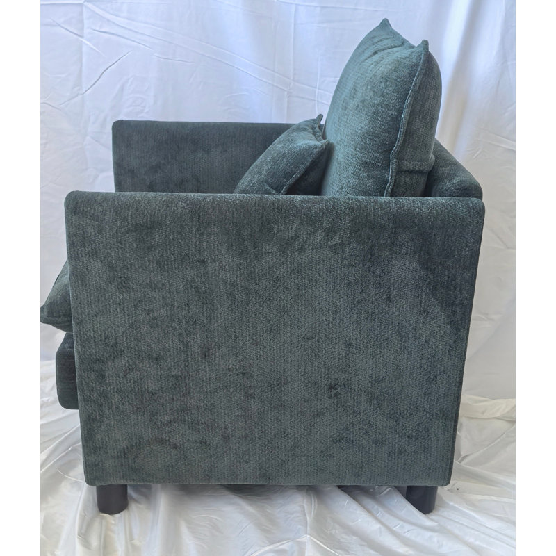 Fauteuil simple confortable avec ensemble de coussins épais et 3 coussins, Vert foncé