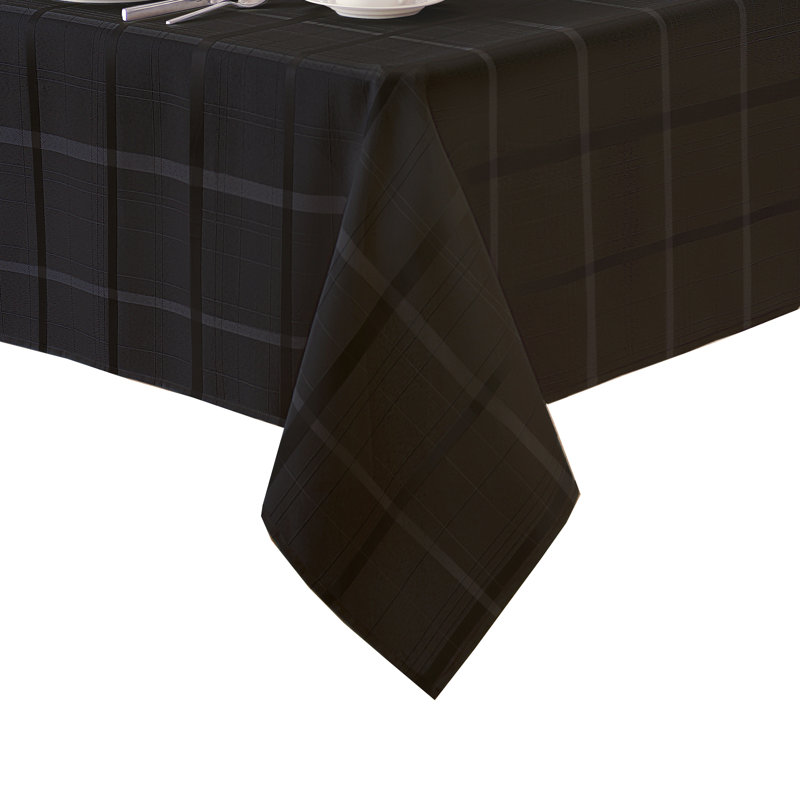 Ramiro Plaid Jacquard Square/Rectangle Tablecloth, 84" L x 60" W, Black