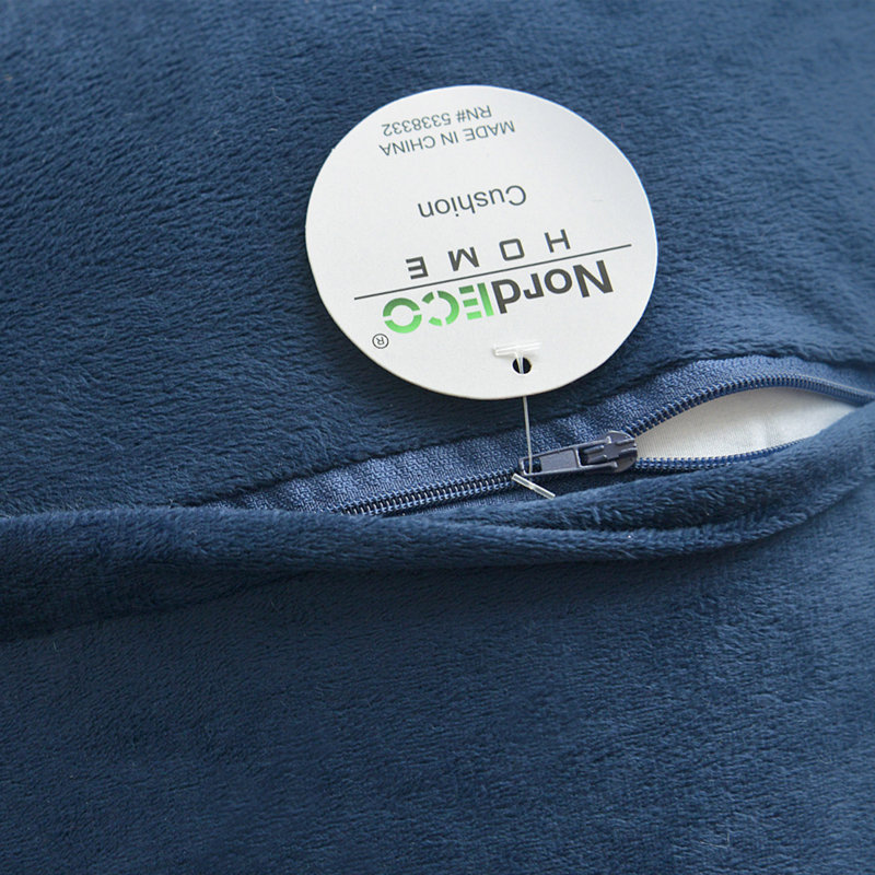 Housse de coussin carrée en fausse fourrure, H 20 po x l 20 po, Bleu marine
