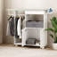 Armoire à planche à repasser autoportante avec rangement, chariot de repassage mobile avec roues verrouillables pour la lessive, la chambre à coucher et le vestiaire-117873024