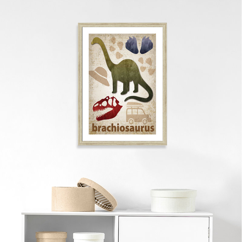 Adhésif décoratif dinosaures-03 ', H 36,5 po x l 26,5 po x P 0,625 po, Cadre plat beige