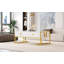 Table basse moderne moderne blanche avec 4 tiroirs et base dorée de 47,3 po-1611352759