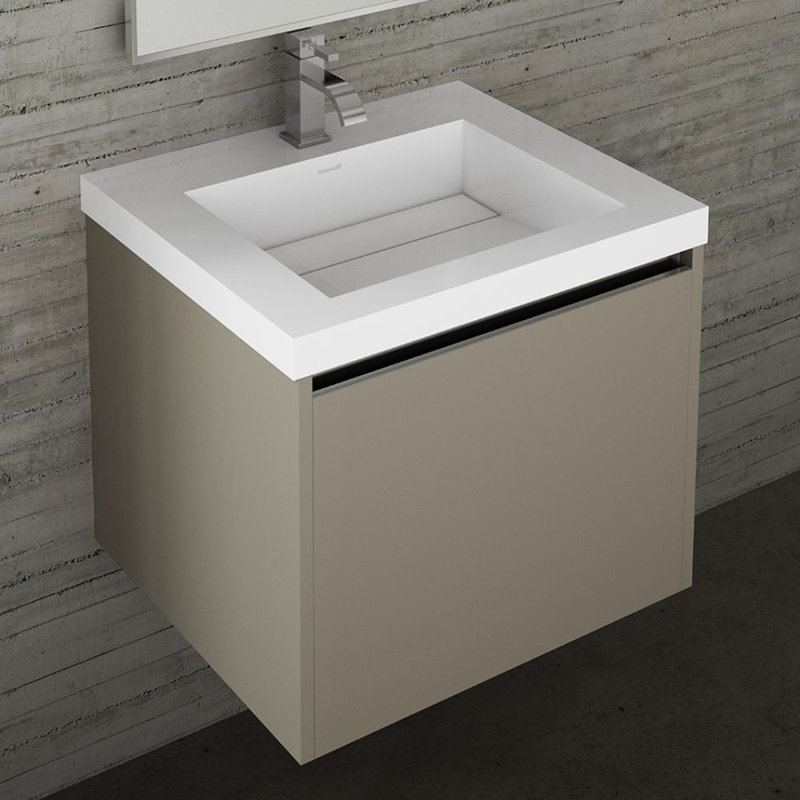 Kubista 23.75'' W Single Bathroom Vanity Base, Matte Taupe