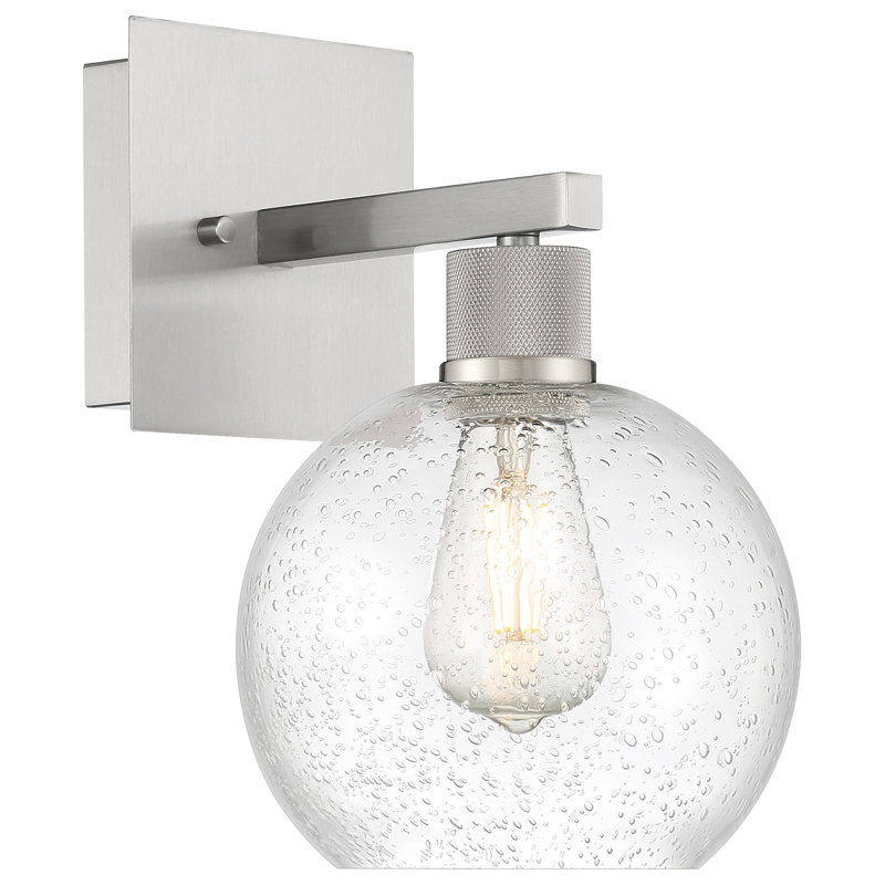 Port Nine Steel Armed Sconce, Brushed Steel