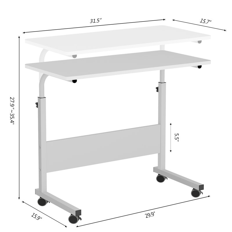 Chariot réglable pour ordinateur portable, H 35,4 po x l 31,5 po x P 15,7 po, Blanc