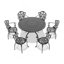 Ensemble de 7 pièces de mobilier de patio en aluminium coulé avec cadre noir et coussins de siège blanc cassé-736375389