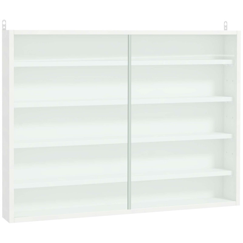 5-Tier Wall-Mounted Display Cabinet With 2 Glass Doors And Adjustable Shelves, Perfect For Collectibles And Decor