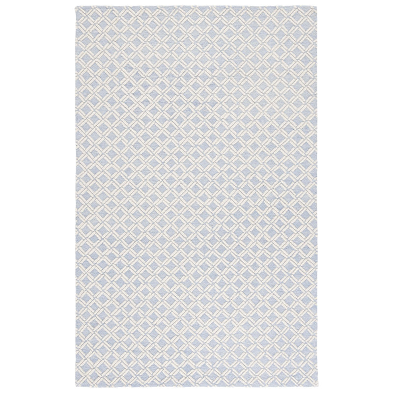 Genre 350 Hand Tufted Wool/Cotton Geometric Rug in Blue/Ivory, Rectangle 9' x 12'