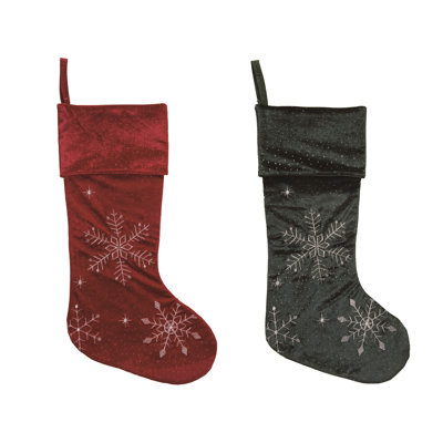  Ensemble de 2 bas de Noël en velours et tissu