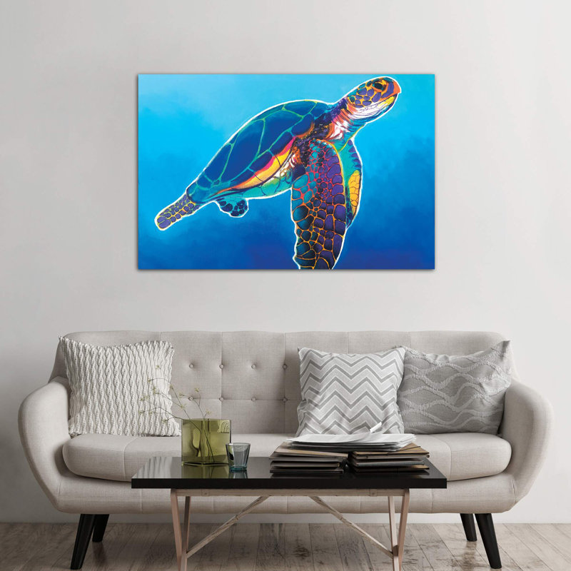 Rainbow Sea Turtle by DawgArt - Gallery-Wrapped Canvas Giclee on Canvas, 101.6 cm H x 66.04 cm W x 1.91 cm D, Wrapped Canvas