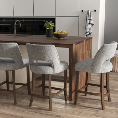 Bisto Upholstered Counter Height Bar Stool with Solid Wood legs