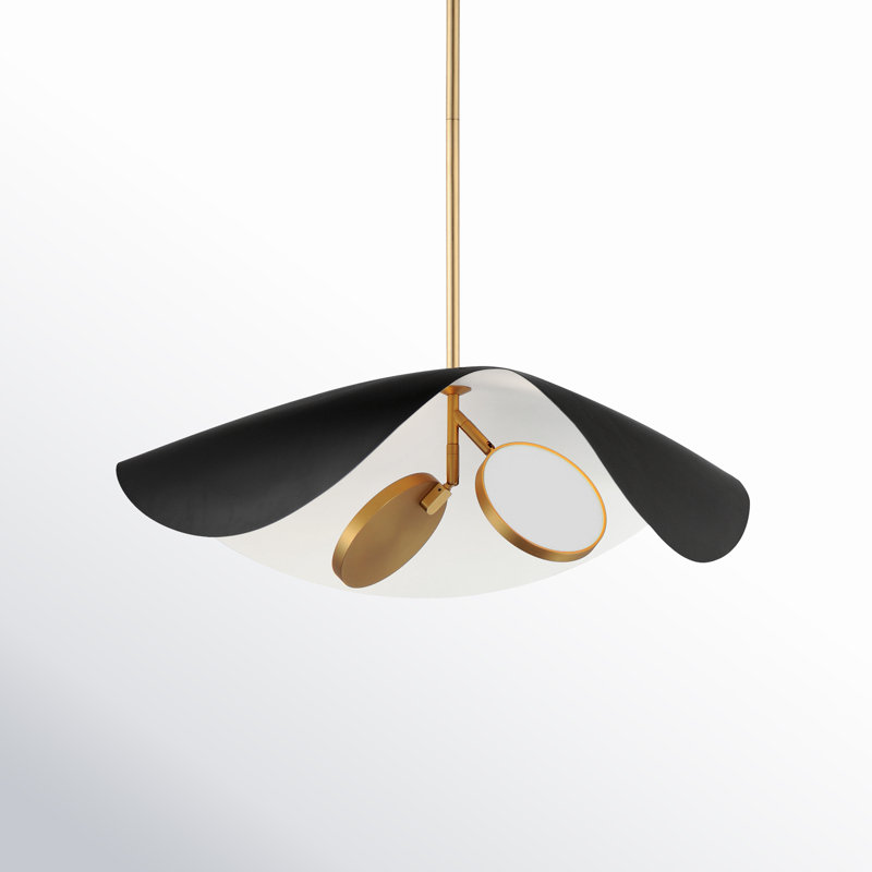 Luminaire suspendu 2 lumières Hinton, Noir / doré