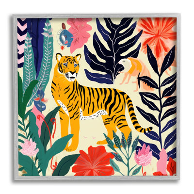 Tigre et créatures abstraites, reproduction d'art sur toile