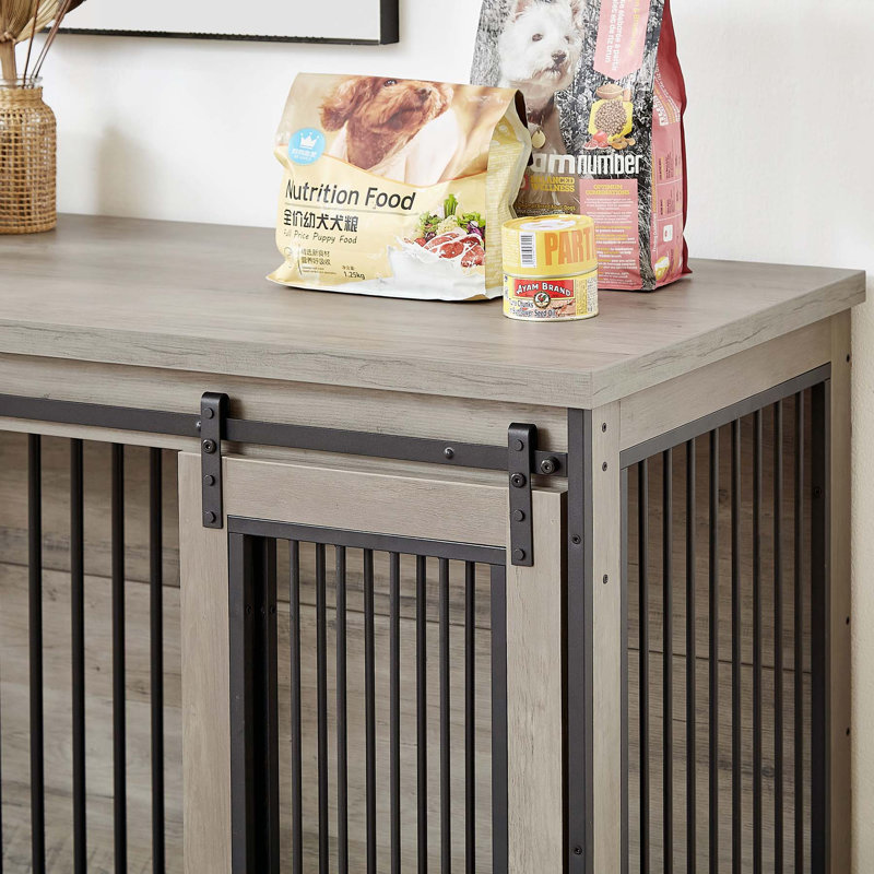 Multifunctional TV Stand Dog Crate with Double Spaces, Ideal for Multiple Dogs and Home Decor, Featuring Storage and Comfort