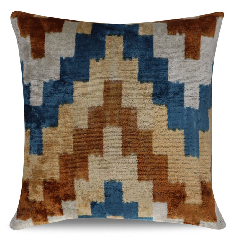  Housse de coussin et insert, Bleu / brun, 16 po x 16 po, Carré