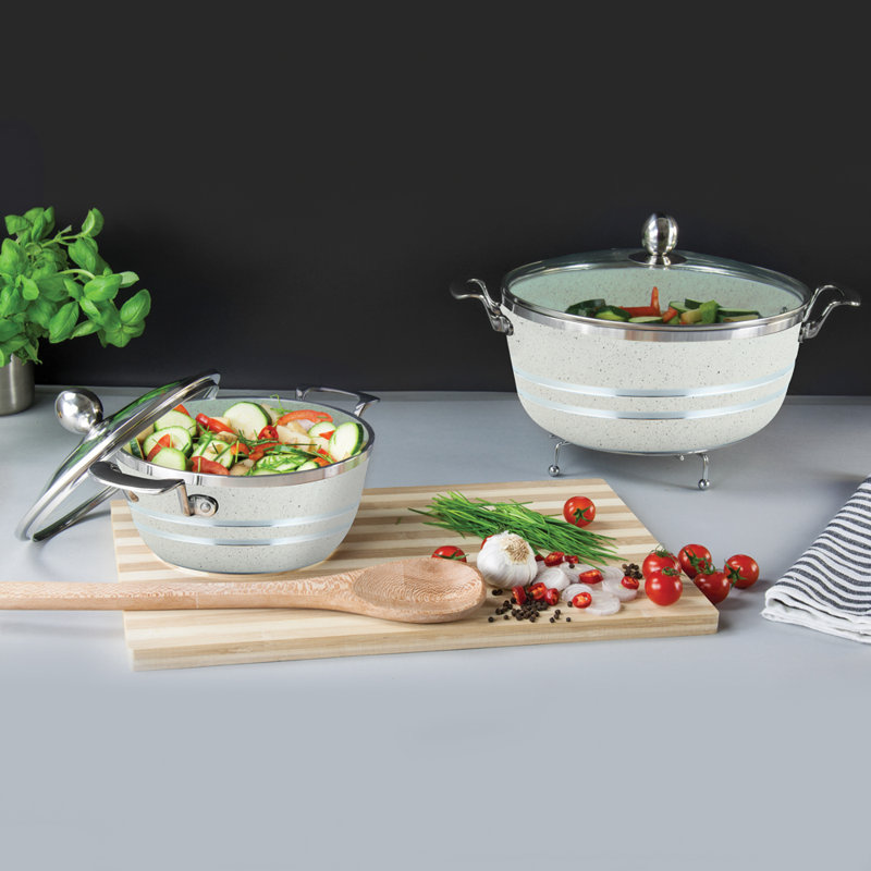 Mianra 10 - Piece Non-Stick Aluminum Cookware Set, Cream