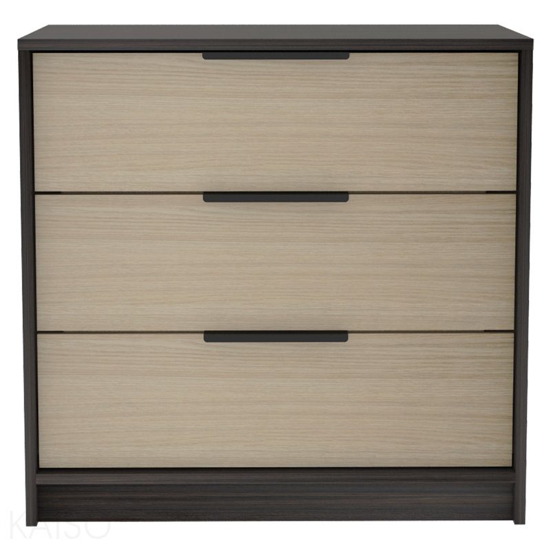 Commode 3 tiroirs, plateau supérieur - noir / pin, Black