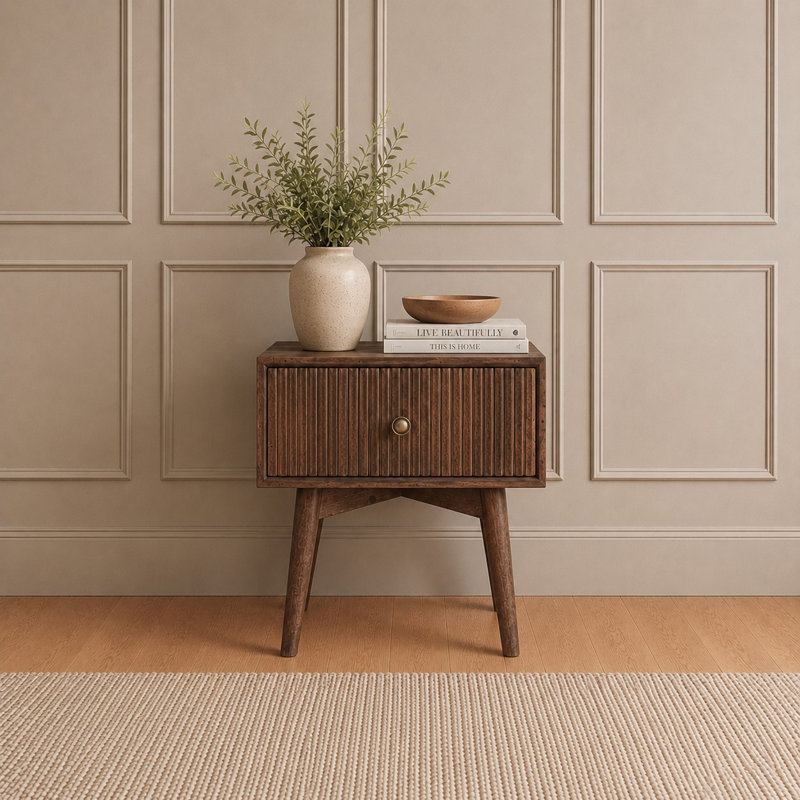 45 cm W Solid Wood Bedside Table