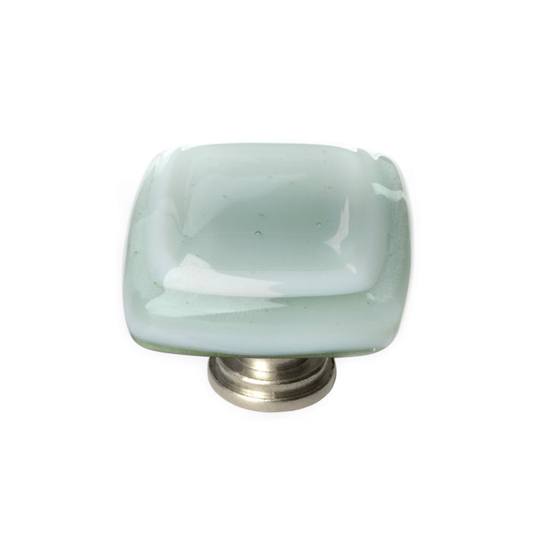 Stratum Square Knob, Satin Nickel, Spruce Green 