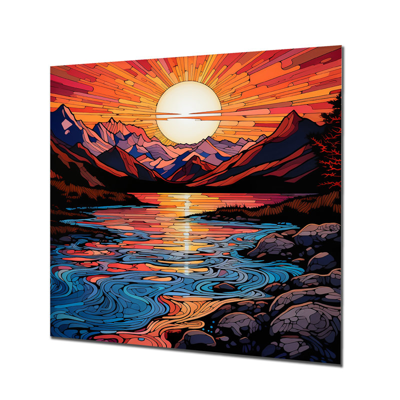 Breana - rivière, art mural, Métal métal, H 36 po x l 36 po x P 1,5 po