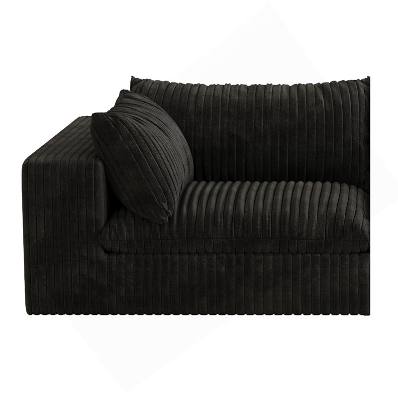 Cloud Sofa,Corduroy Fabric,Deep Seat Couches,Double-Layer Design,Removable Cushion,No Assembly, DIY Combination For Living Room, Bedroom,Conference Room ,Apartment,Black