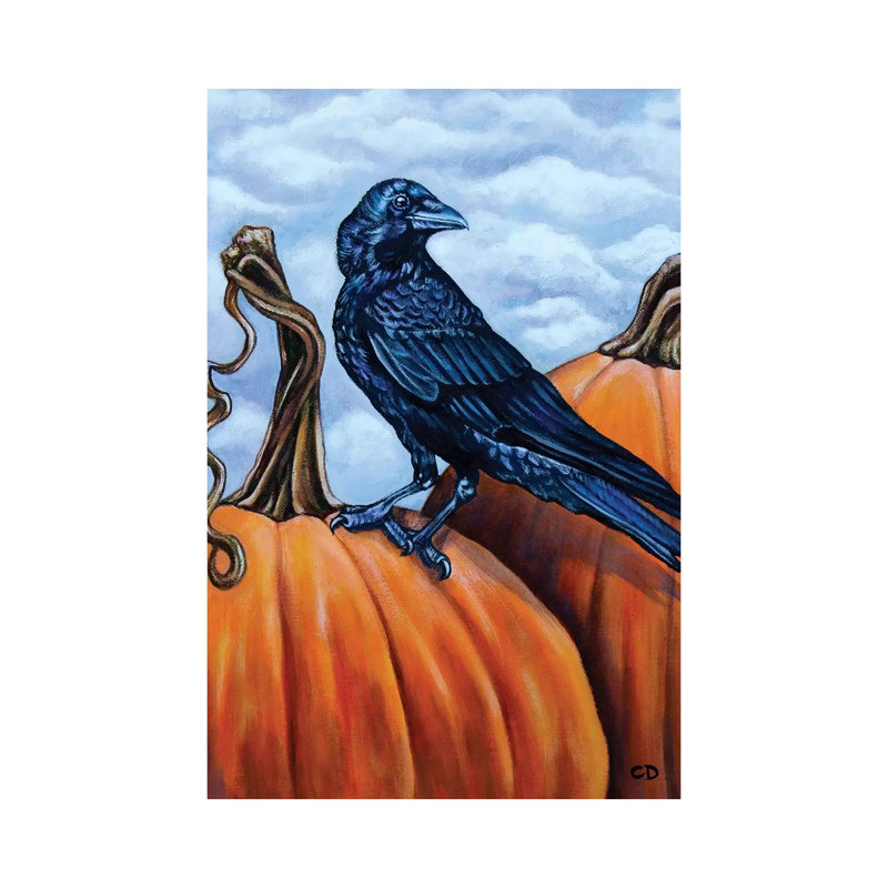 Crow With Pumpkins by Cyndi Dodes - Painting on Canvas, Wrapped Canvas, 66.04cm H x 45.72cm W x 1.91cm D