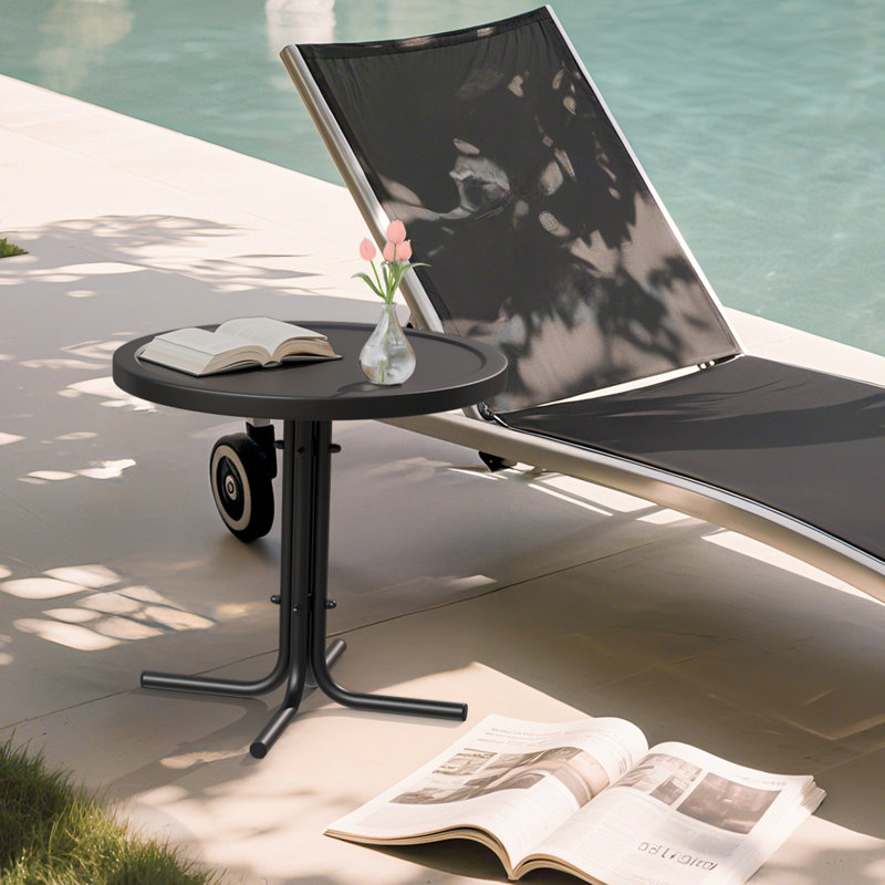 Table d'appoint de patio en acier noir, Noir