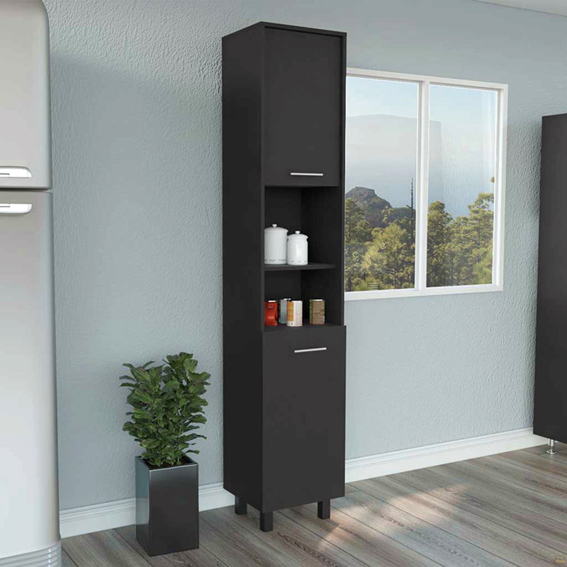 Armoire garde-manger Almada, trois tablettes intérieures, Noir