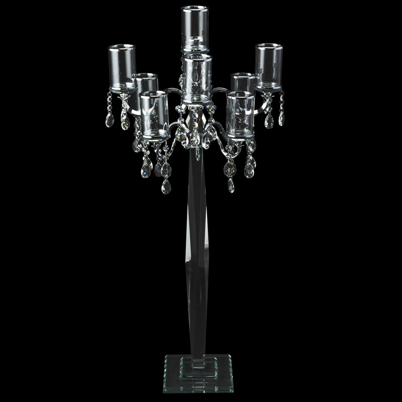 8 bras en cristal 38 po avec cylindre en verre