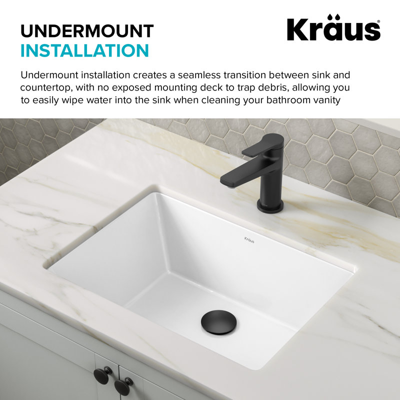 Kraus Elavo 20.25" White Ceramic Undermount Bathroom Sink
