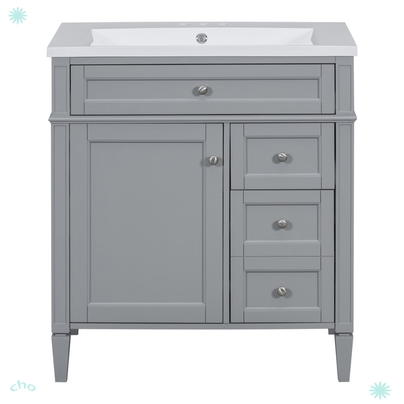 Ensemble de meuble-lavabo autoportant 30 po avec miroir, Gris