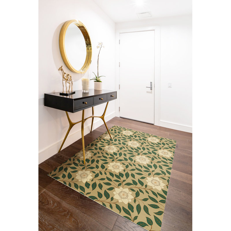 Haxtun Vinyl Floral Indoor Rug, Rectangle 3' x 5'