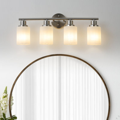 Applique murale moderne 24 po à 4 lumières pour meuble-lavabo 24 po, avec abat-jour en verre givré pour l'éclairage de la salle de bain ou du couloir (sans ampoules)