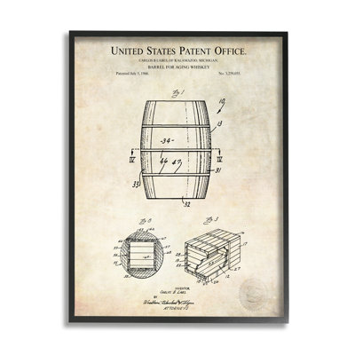 Whiskey Aging Barrel Liquor Diagram Patent Design by Karl Hronek - Graphic Art
