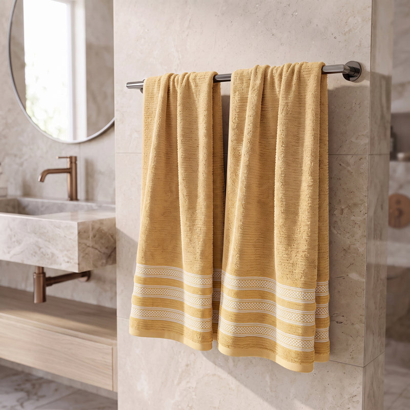 Serviettes de bain moelleuses 100% coton, Doré