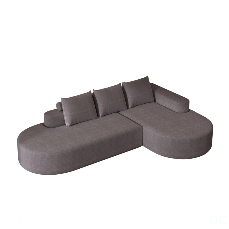 Modern Curved Chenille Upholstered Sectional Sofa Set, Modular L-Shaped Living Room Furniture With 3 Pillows, Free Combination For Comfort And Style