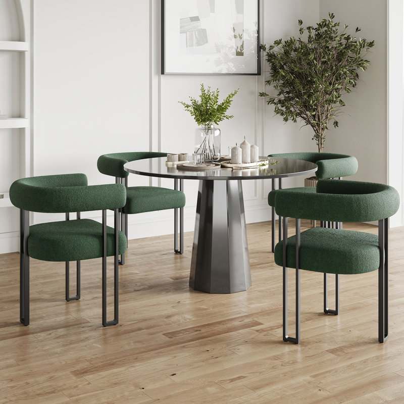 Chaises de salle à manger rembourrées Mahjabi, Vert foncé