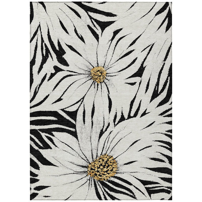 Machine Washable Indoor/Outdoor Oliveras ACN2263 Floral Rug, Rectangle 2'6" x 3'10"