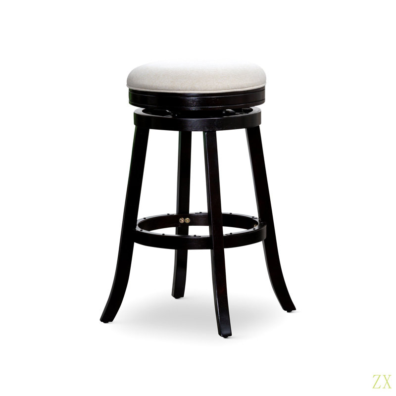 Tabouret 30 ", siège en tissu fini, Siège crème / cadre noir