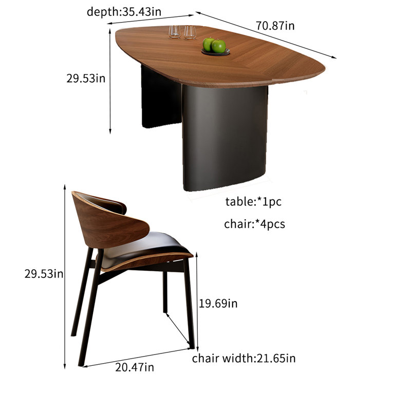 Ensemble de tables de salle à manger Vintage, H 29,53 po x L 70,87 po x l 35,43 po