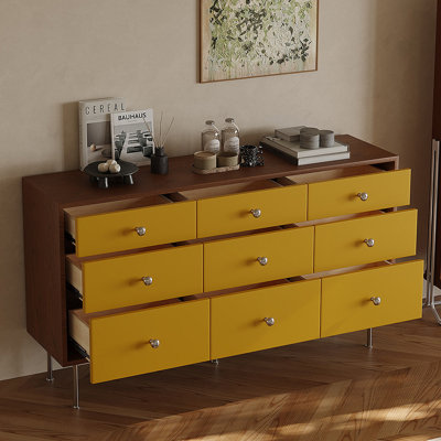 Bright Yellow Creative Storage 9-drawer Cabinet
