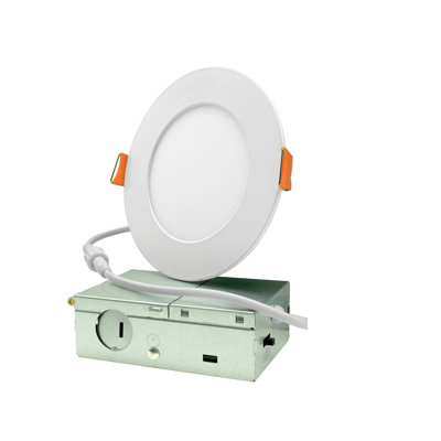 6-Inch LED Recessed Round Downlight - 12W - 1,000 Lumens - 5CCT Selectable (2700K–5000K) - 120V Triac Dimmable - Frosted Lens - White Finish – Residential and Commercial Lighting