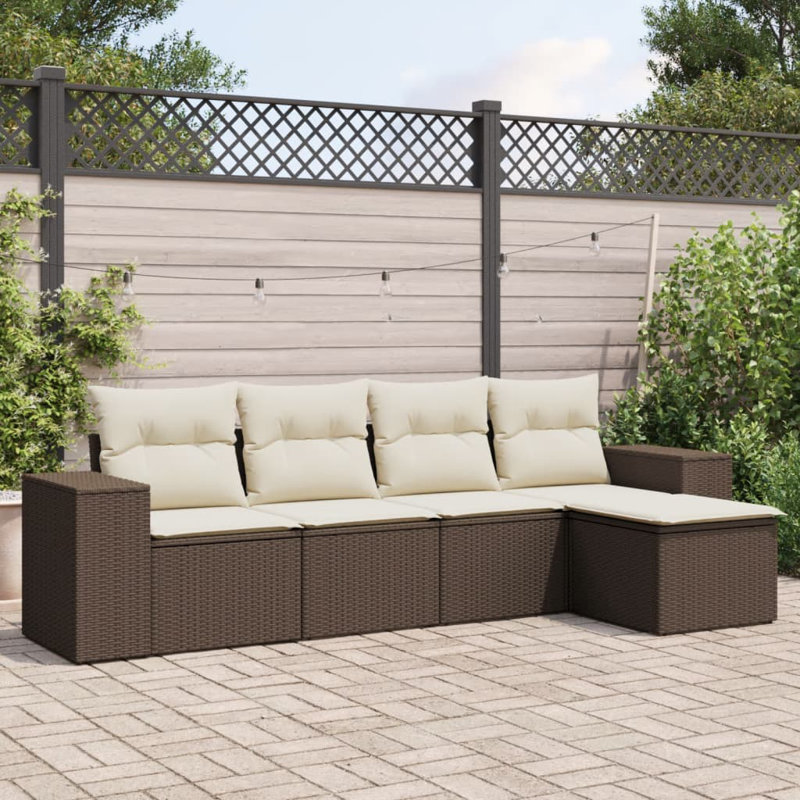 Grand canapé modulaire en rotin PE Vidaxl, Brun