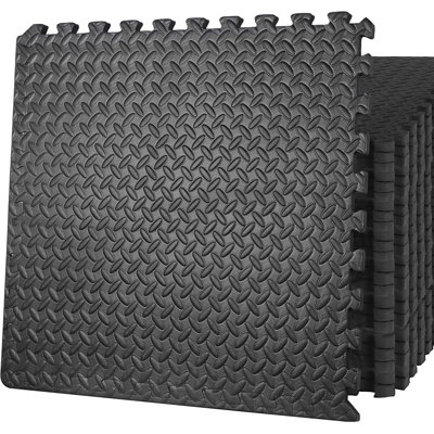 Puzzle Exercise Mat Gym Flooring Mat Interlocking Foam Mat 24 Tiles 3/4'' Extra Thick Floor Mats Exercise Equipment Mat Baby Play Mat 96 SQ. FT, Black