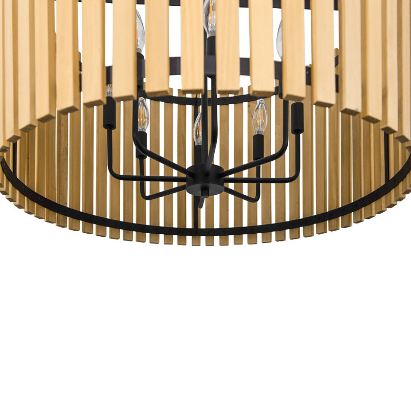 Suratto Pendant - 30"W x 23.25"H - Matte Black/Honey Blonde, Matte Black/Honey Blonde