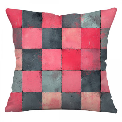 Checkerboard Throw Pillow, Pattern Cotton Twill Pillows