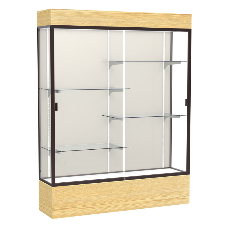 Vitrine de plancher en vinyle Reliant Series, Bronze foncé, Chêne clair, Plaque de tissu