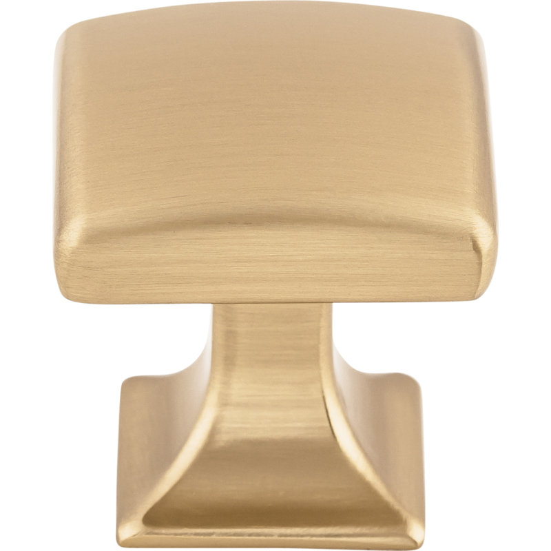 Honey Bronze Polished Square Transitional Knob with Mounting Hardware