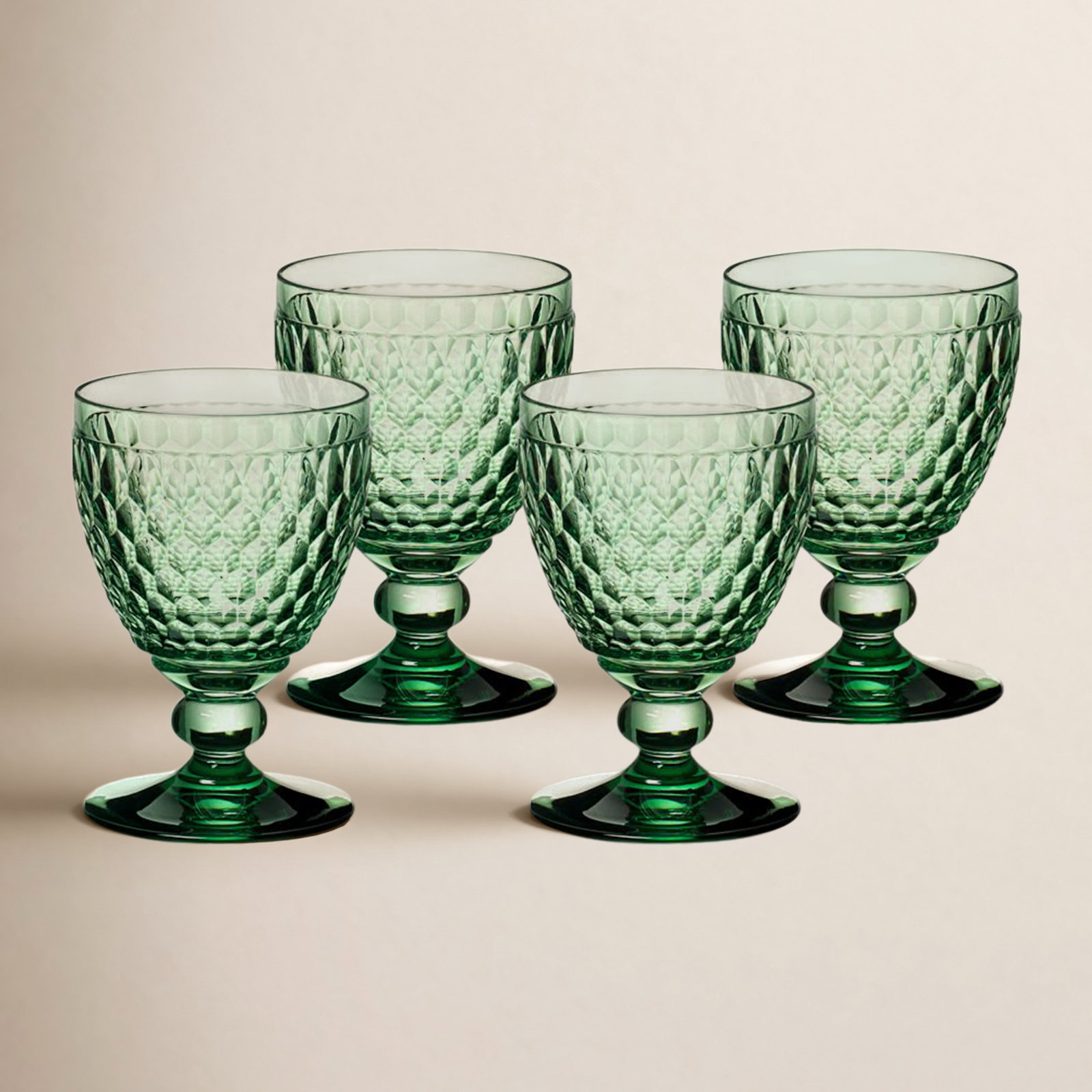 Boston Crystal Goblet, Green, 14 oz.