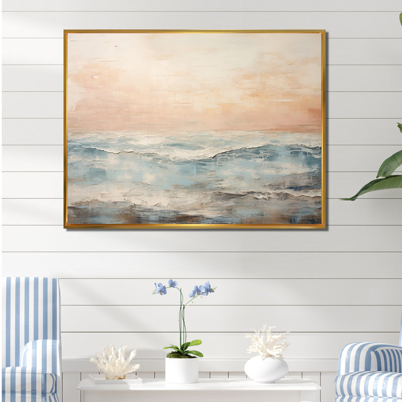 Ranieri - plage et océan, art mural sur toile, H 34 po x l 44 po, Cadre flottant doré